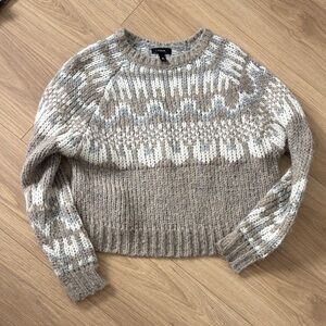 Aqua Beige and Cream Patterned Sweater